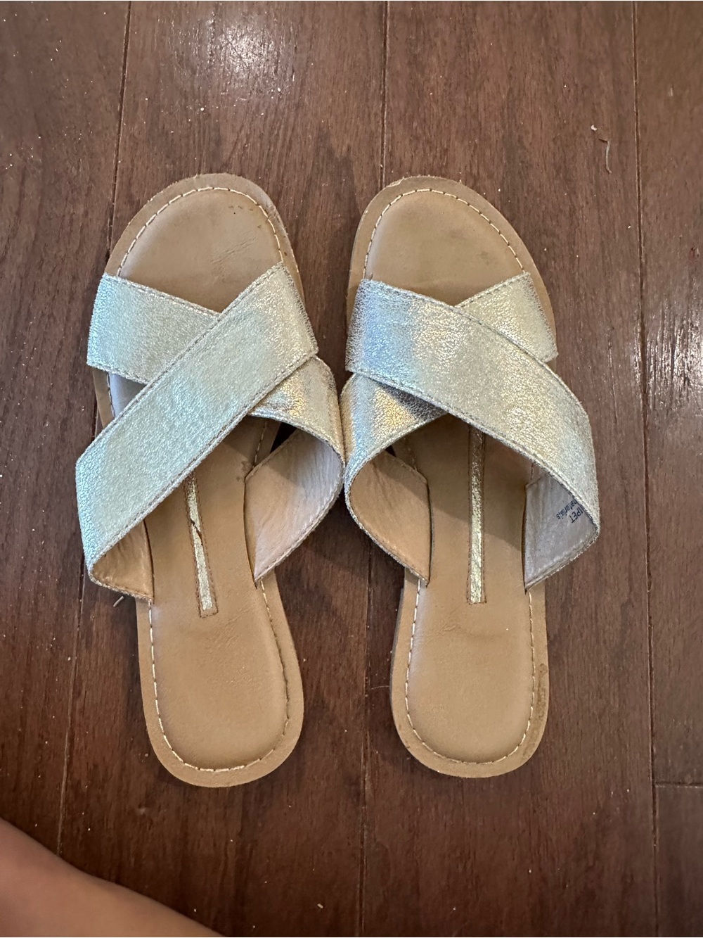 Women’s Metallic Cross-Strap Slide Sandals - Gold